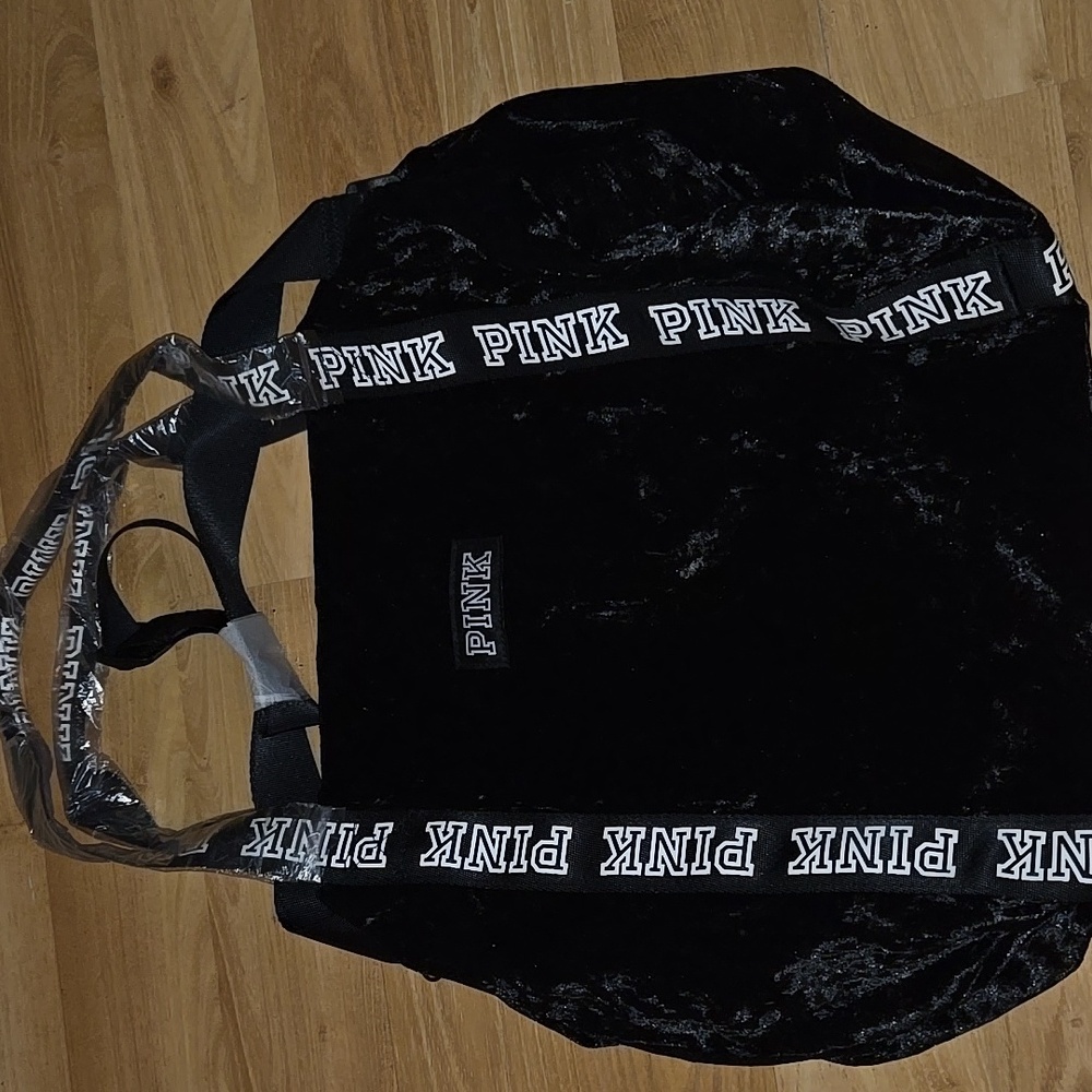 victoria secret pink velvet duffle bag